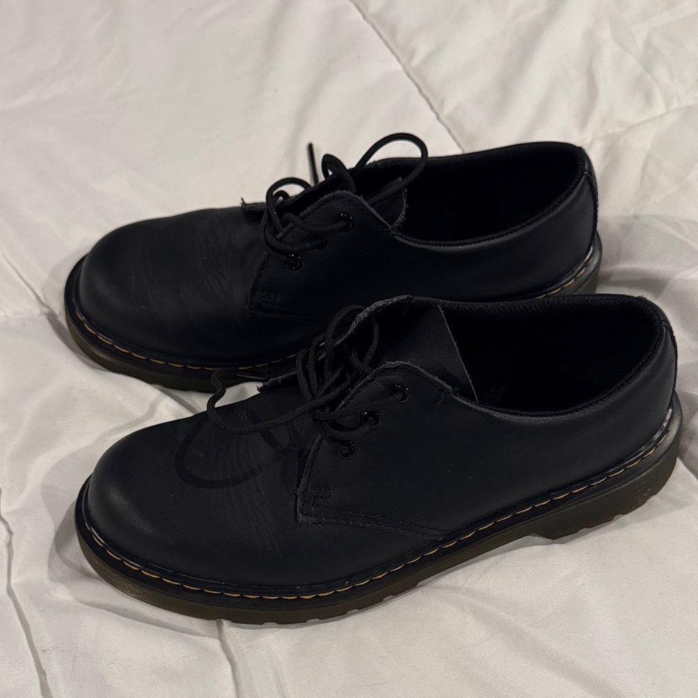 Doc Martens Black Leather Casual Lace-Up Shoes